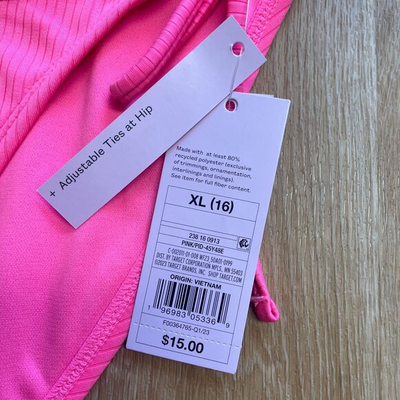 WILD FABLE BIKINI BOTTOM SIDE TIE RIBBED CHEEKY WOMEN'S XL LOW RISE HOT PINK NWT - Picture 5 of 6